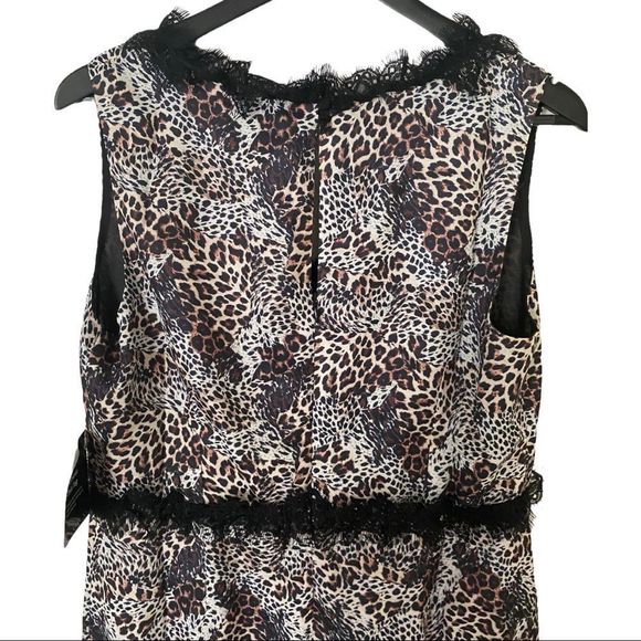 ⭐️Host Pick⭐️ 🆕 Elvi: Sleeveless Leopard Print & Lace Trim Midi Dress - Picture 5 of 13